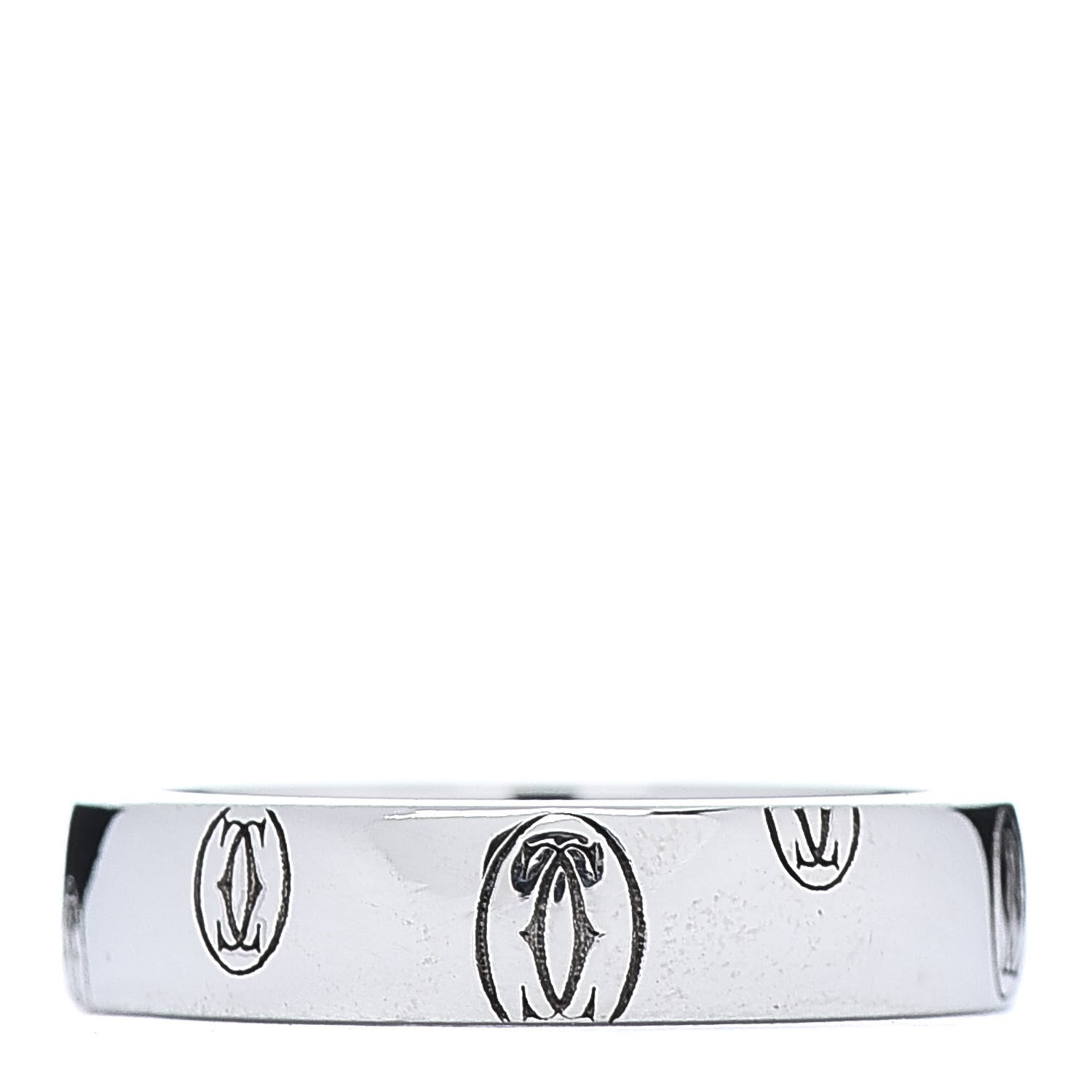 Cartier 18K White Gold 4mm Happy Birthday Band Ring 46 3.75 1 of 3