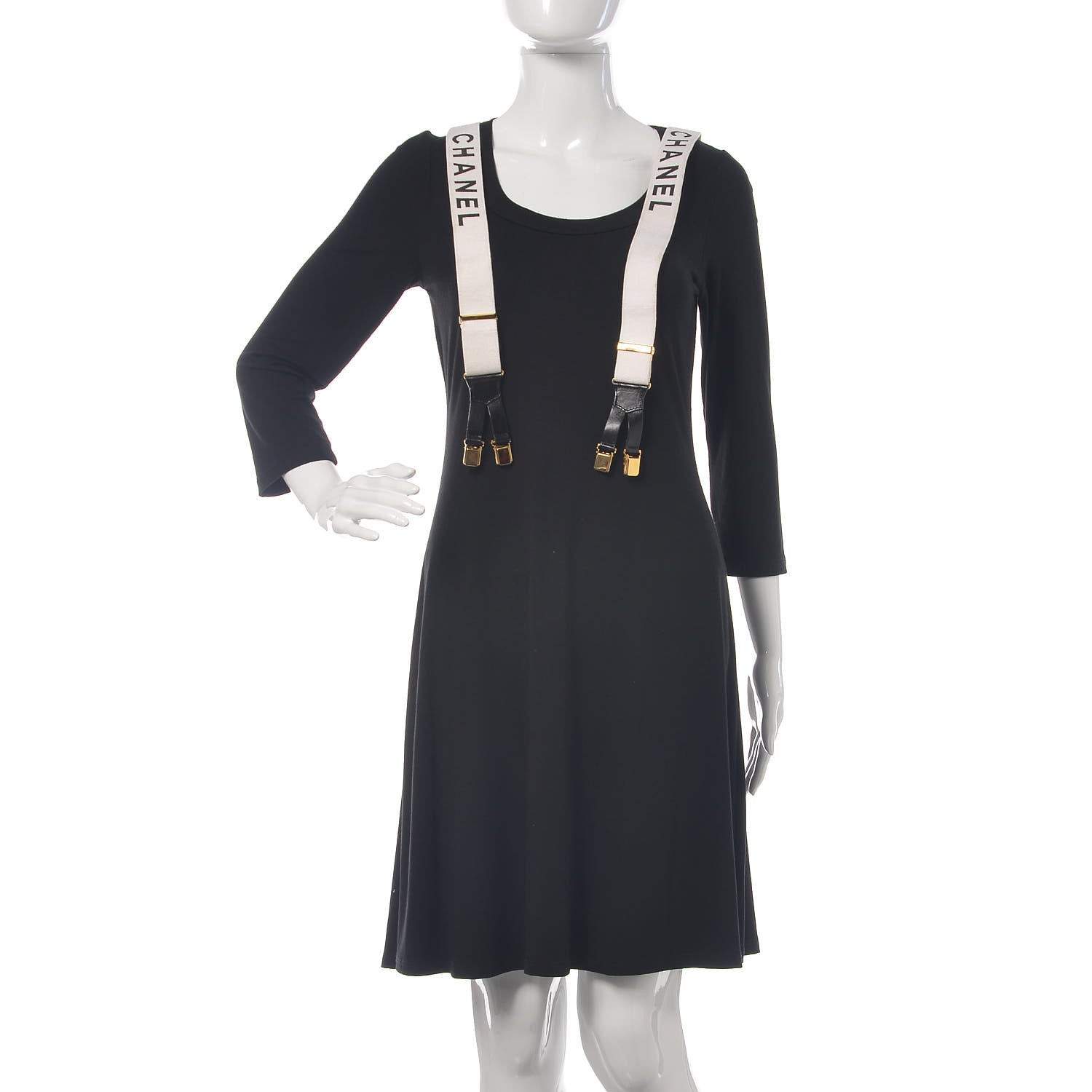 Chanel Logo Suspenders Black White 2 of 8