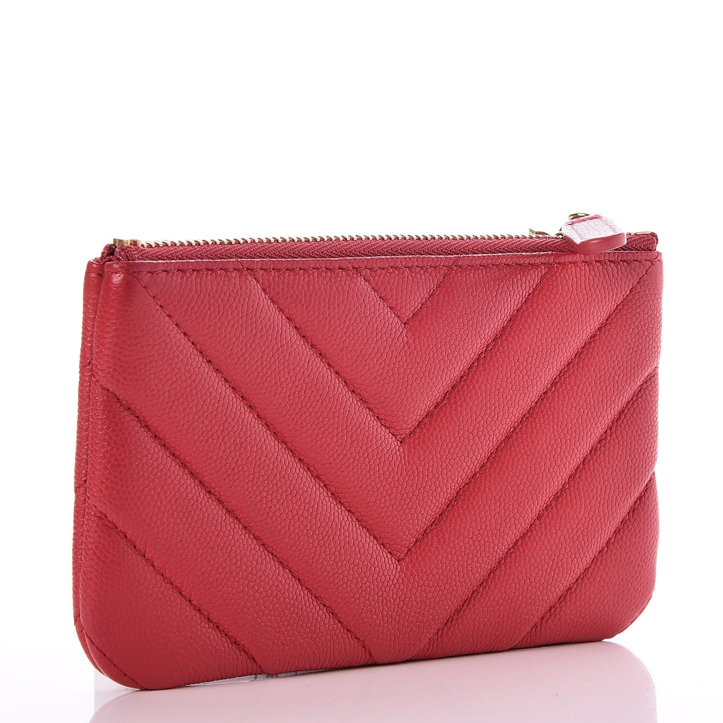 Caviar Chevron Quilted Small Ancient Greek Charms Cosmetic Case Red