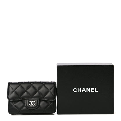 Chanel Lambskin Quilted Zip Card Holder Black 14 of 14