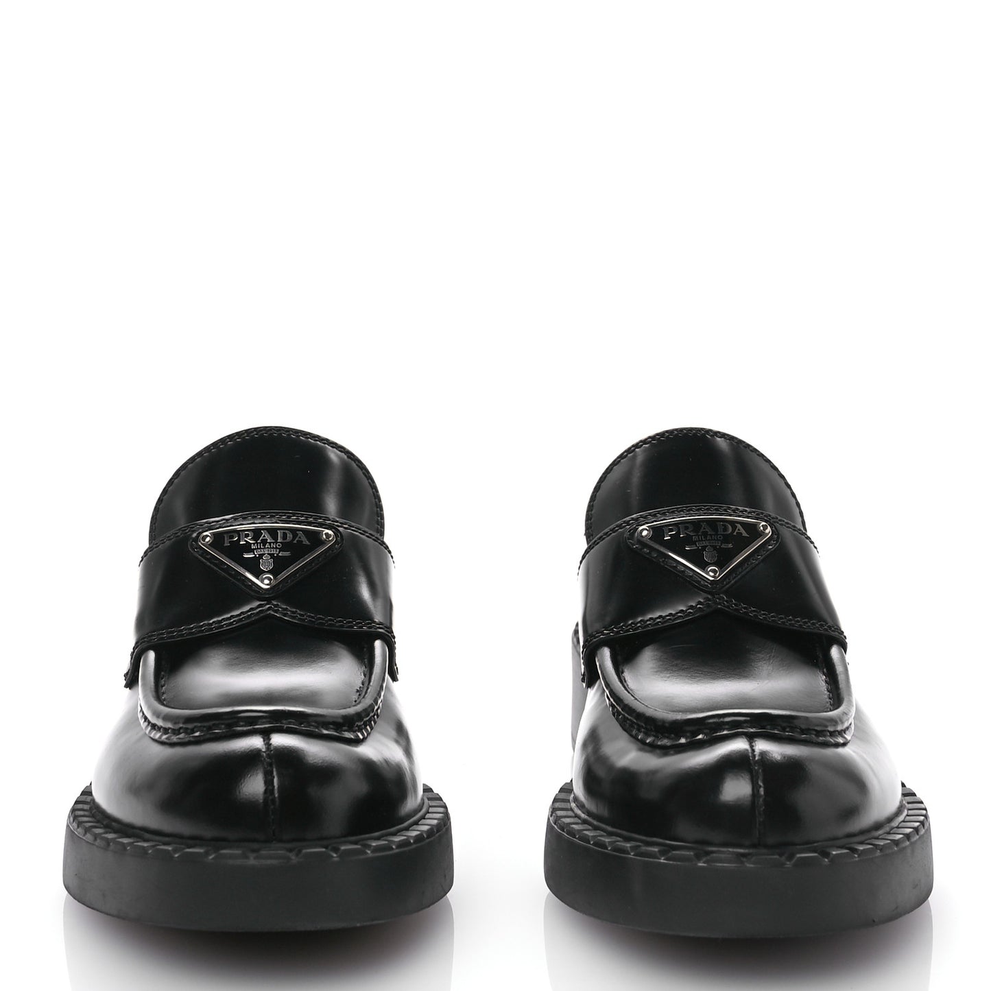 Spazzolato Metal Triangle Logo 50mm Loafers 37 Black