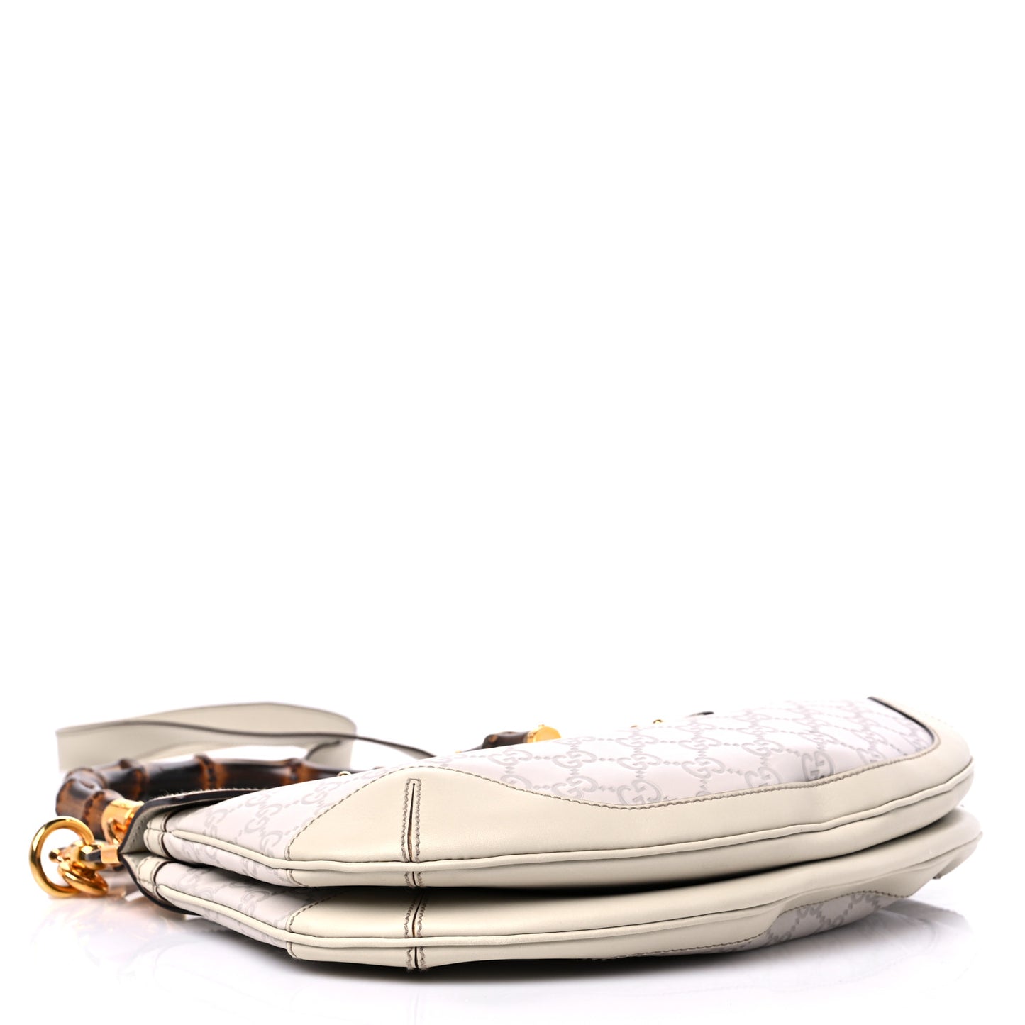 Guccissima Peggy Bamboo Top Handle Bag Mystic White