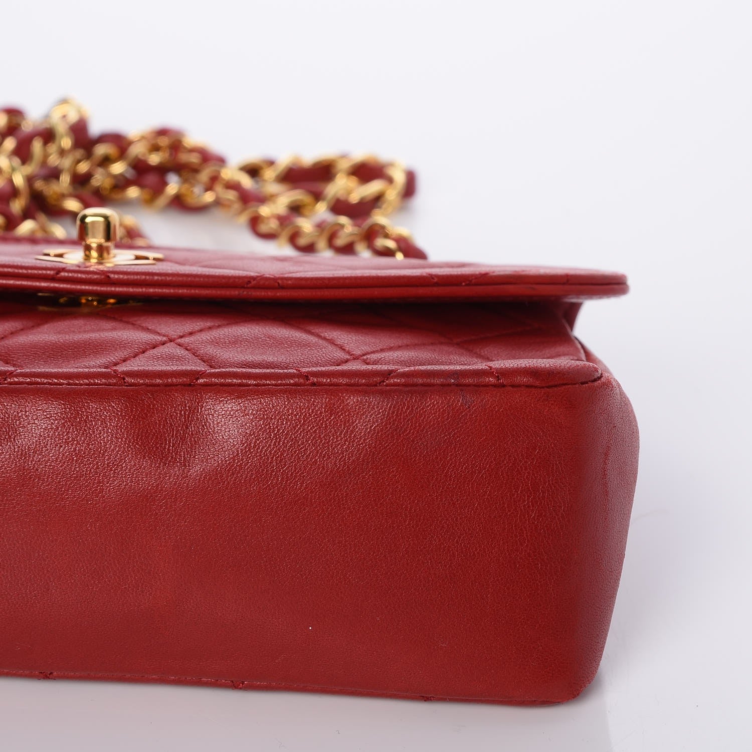Chanel Lambskin Quilted Shoulder Flap Bag Red 10 of 10