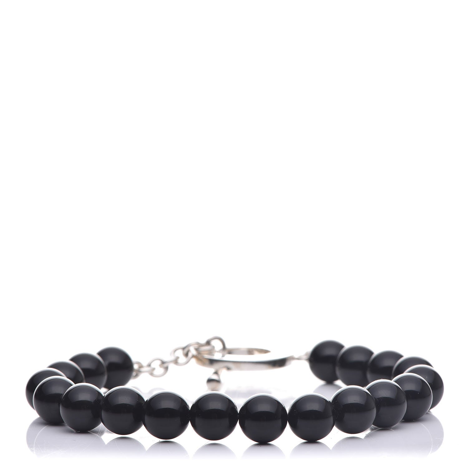 Tiffany Sterling Silver Black Onyx Bead Toggle Bracelet 1 of 5
