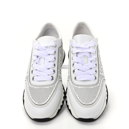 Hermes Perforated Calfskin Goatskin Bi-Color Womens C-Addict Sneakers 36.5 Black White 5 of 11
