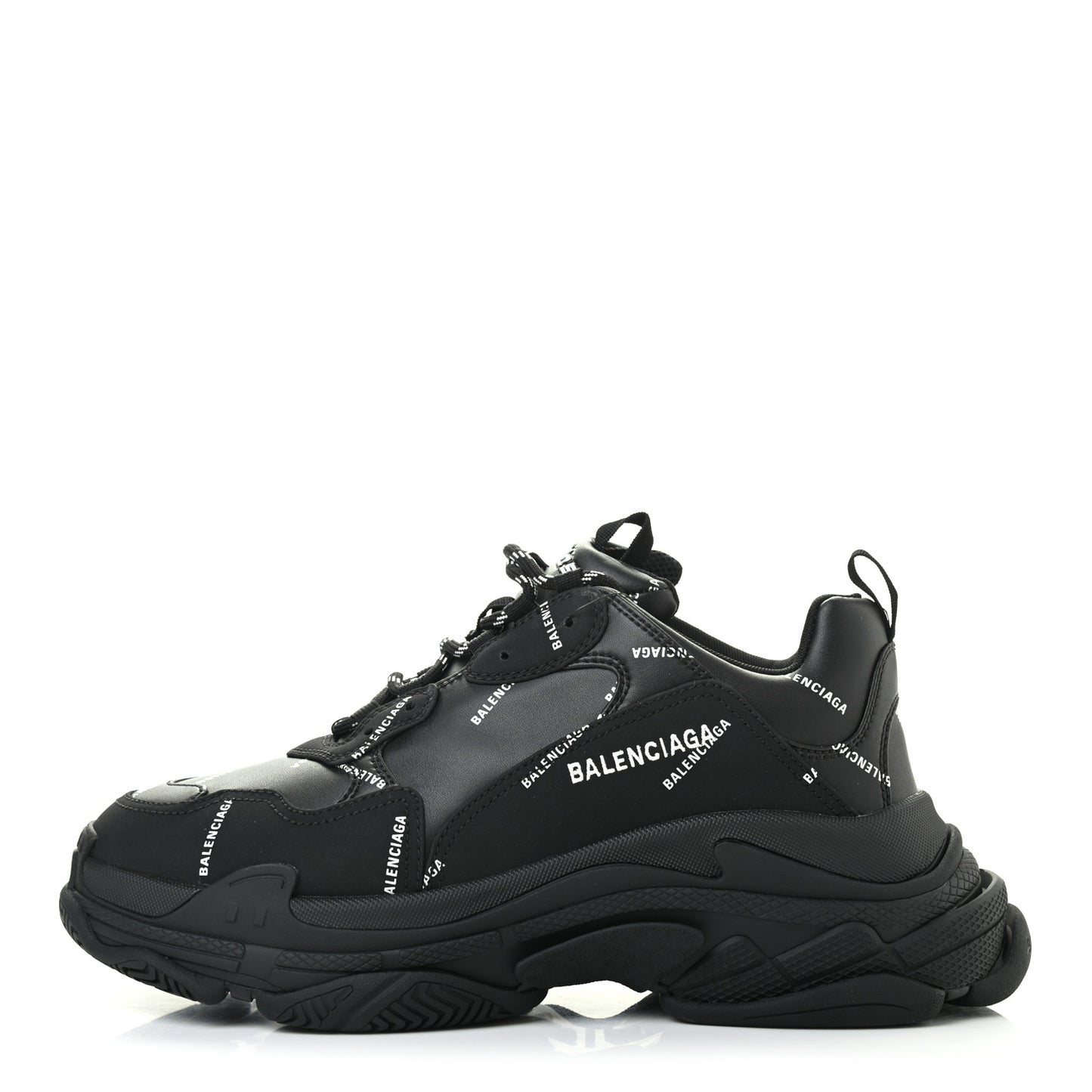 Technical Fabric Allover Logo Mens Triple S Sneakers 44 Black White