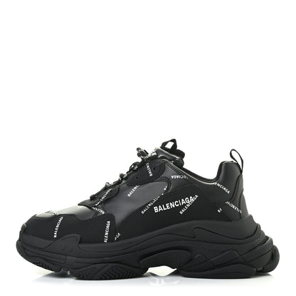 Balenciaga Technical Fabric Allover Logo Mens Triple S Sneakers 44 Black White 1 of 7