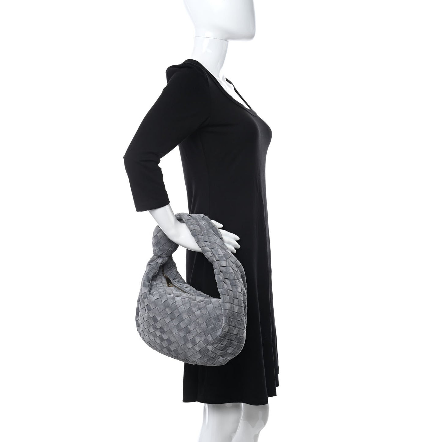 Suede Calfskin Intrecciato Teen Jodie Hobo Thunder