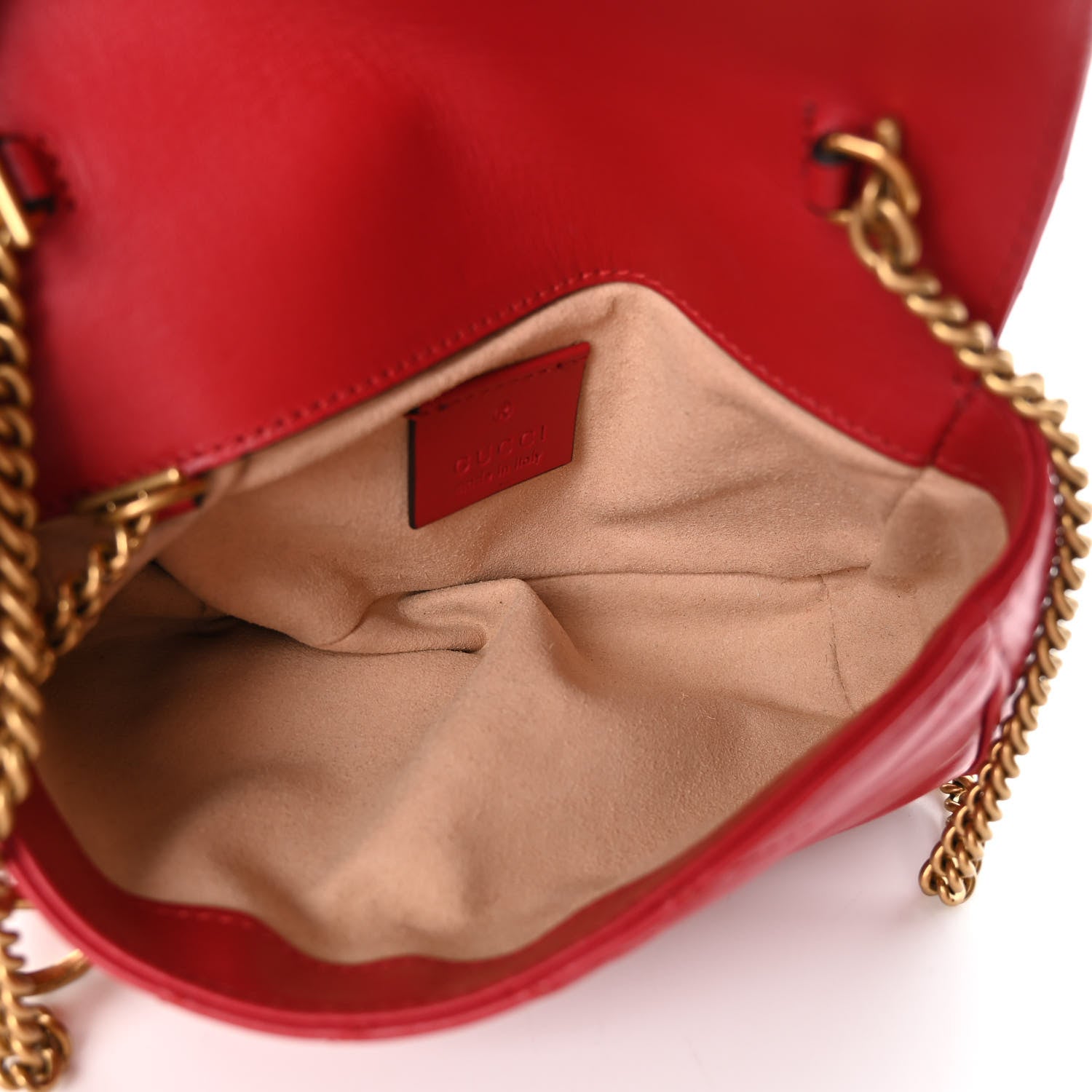 Gucci Calfskin Matelasse Super Mini GG Marmont Shoulder Bag Hibiscus Red 5 of 11