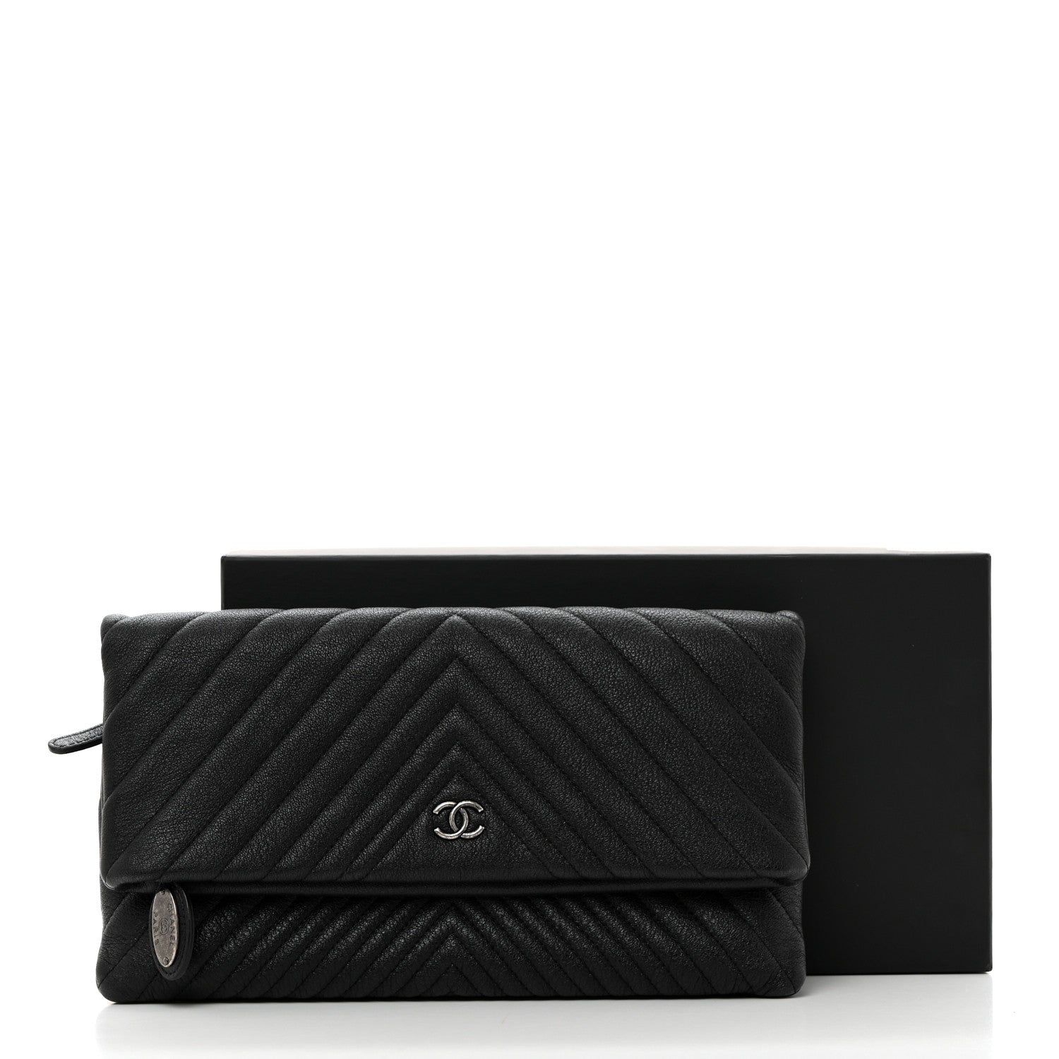 Chanel Calfskin Chevron CC Beauty Clutch Black 10 of 10
