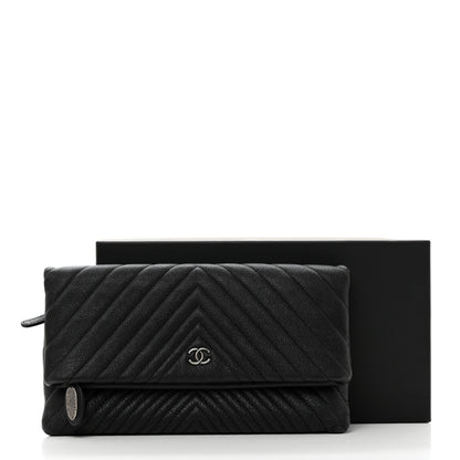 Chanel Calfskin Chevron CC Beauty Clutch Black 10 of 10