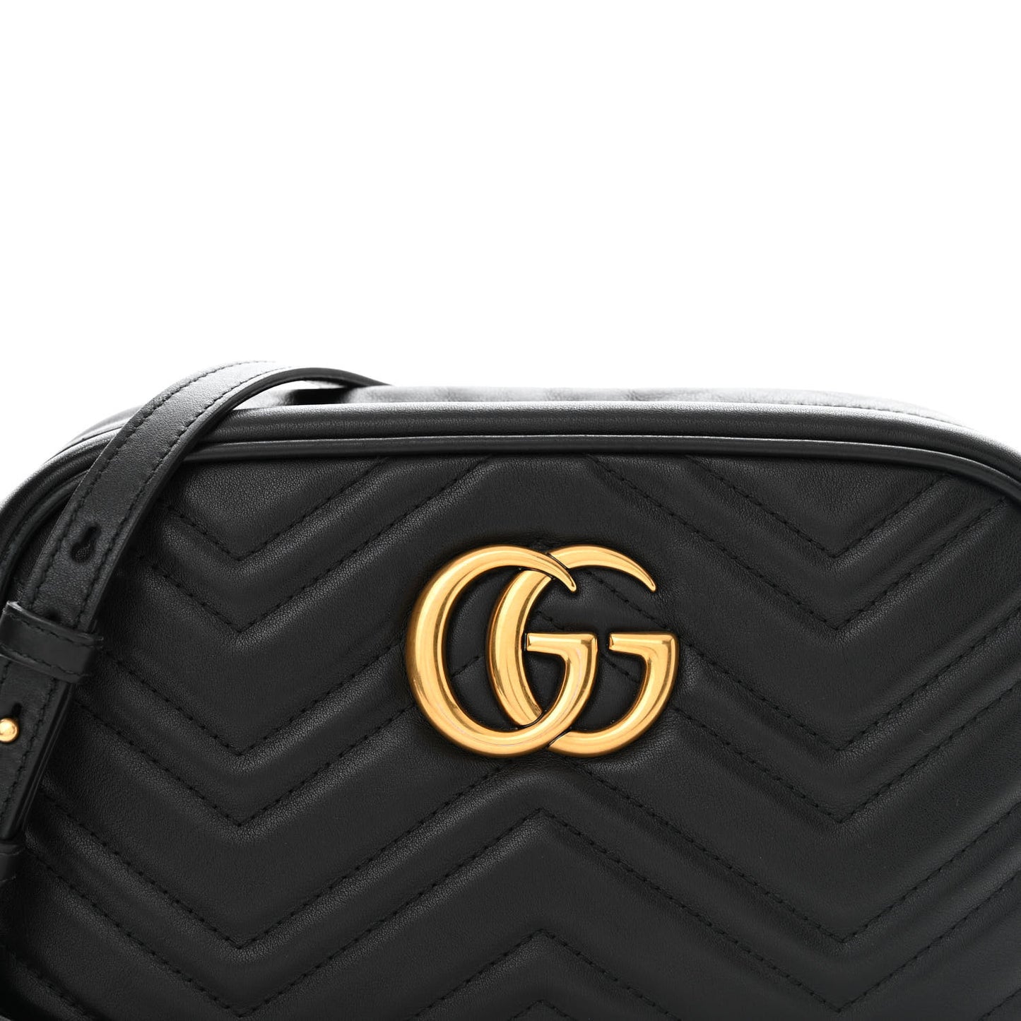 Calfskin Matelasse Small GG Marmont Chain Shoulder Bag Black