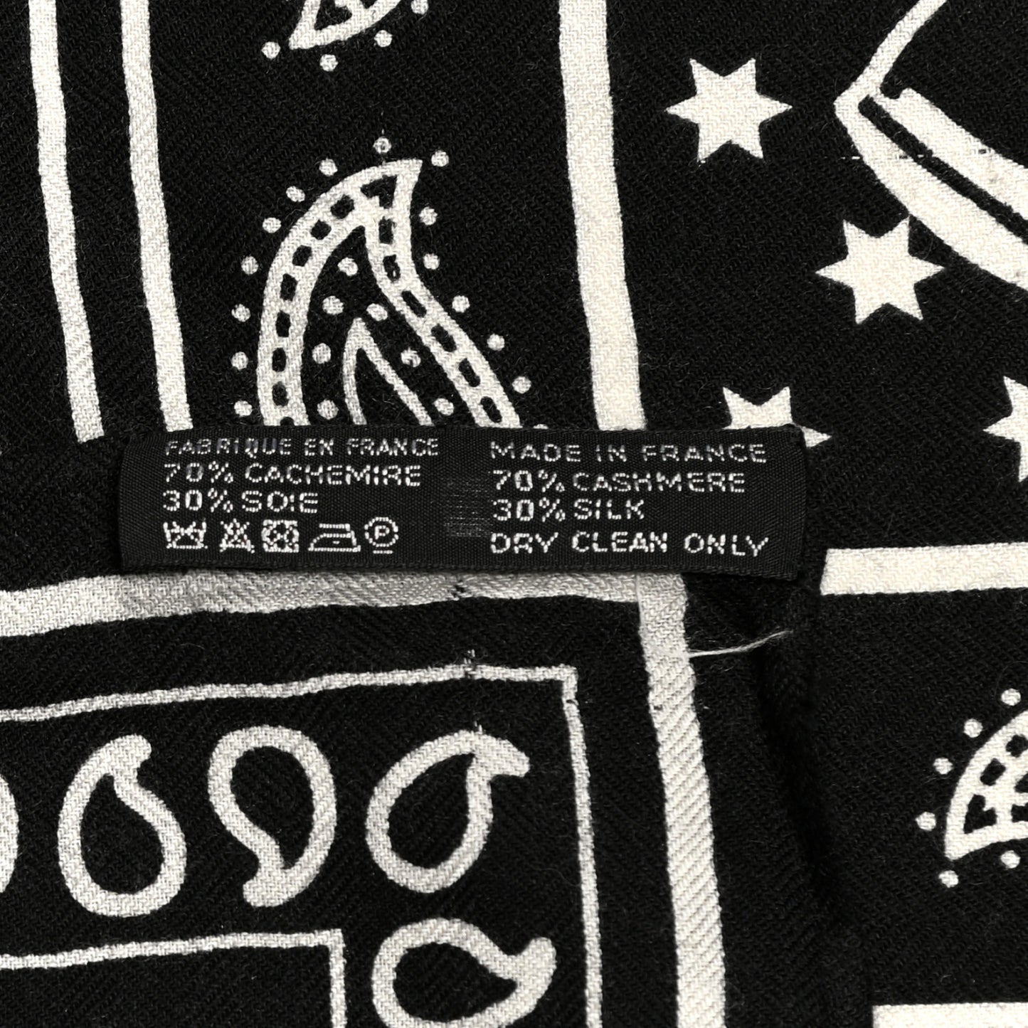 Cashmere Silk Bandana Shawl 140 Black White