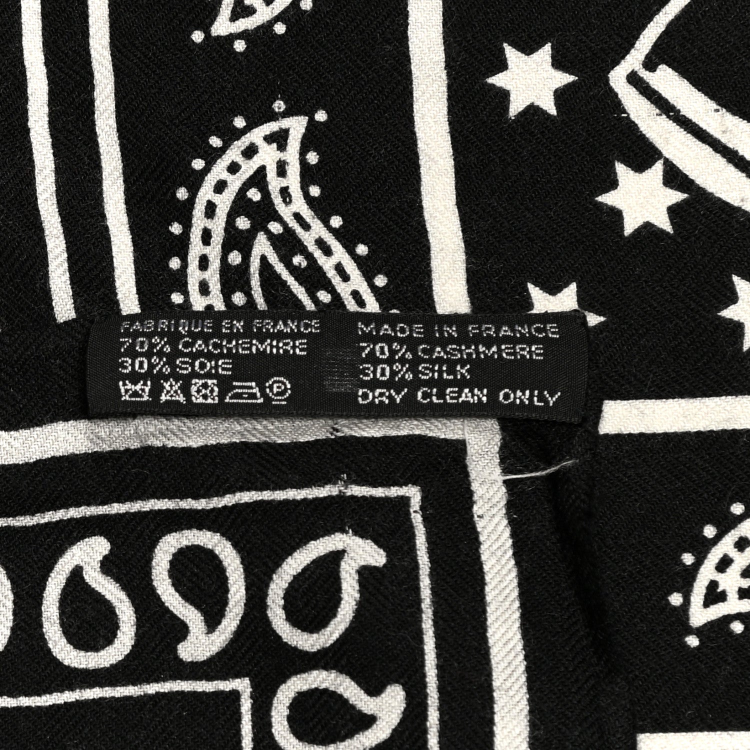 Hermes Cashmere Silk Bandana Shawl 140 Black White 7 of 7