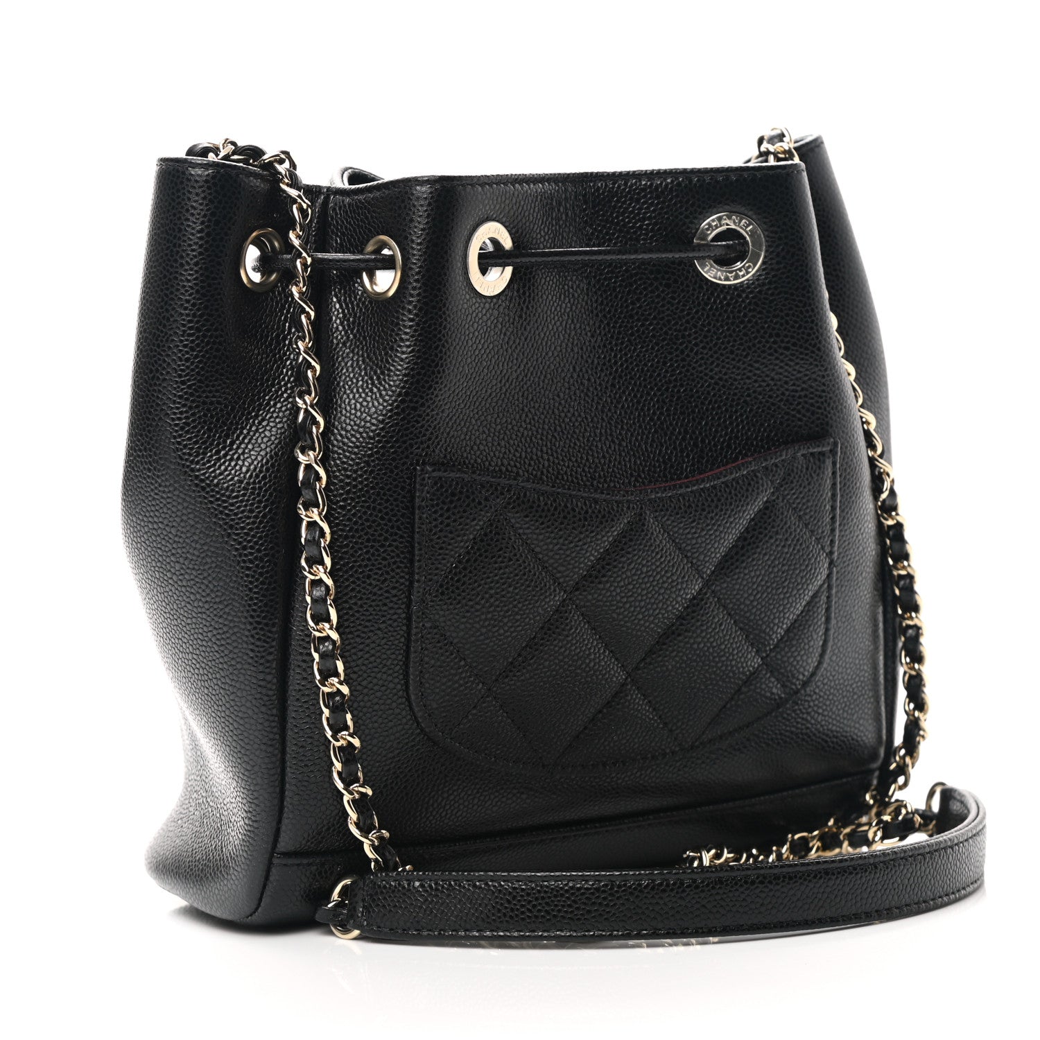 Chanel Caviar Quilted CC Pocket Bucket Bag Black 3 of 8