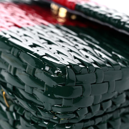 Gucci Glazed Wicker Stripe Mini Cestino Shoulder Bag Green 10 of 14