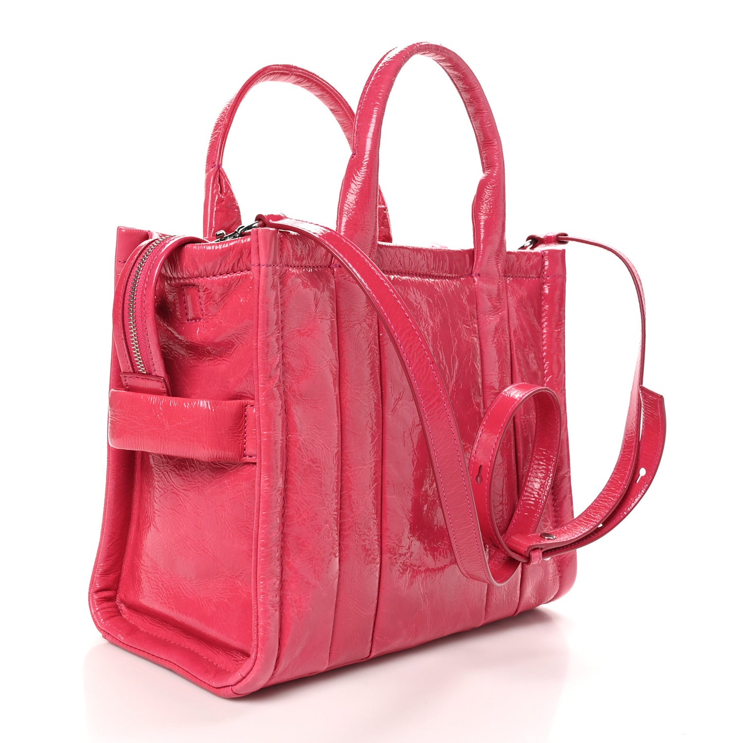 Shiny Crinkled Calfskin The Tote Bag Pink