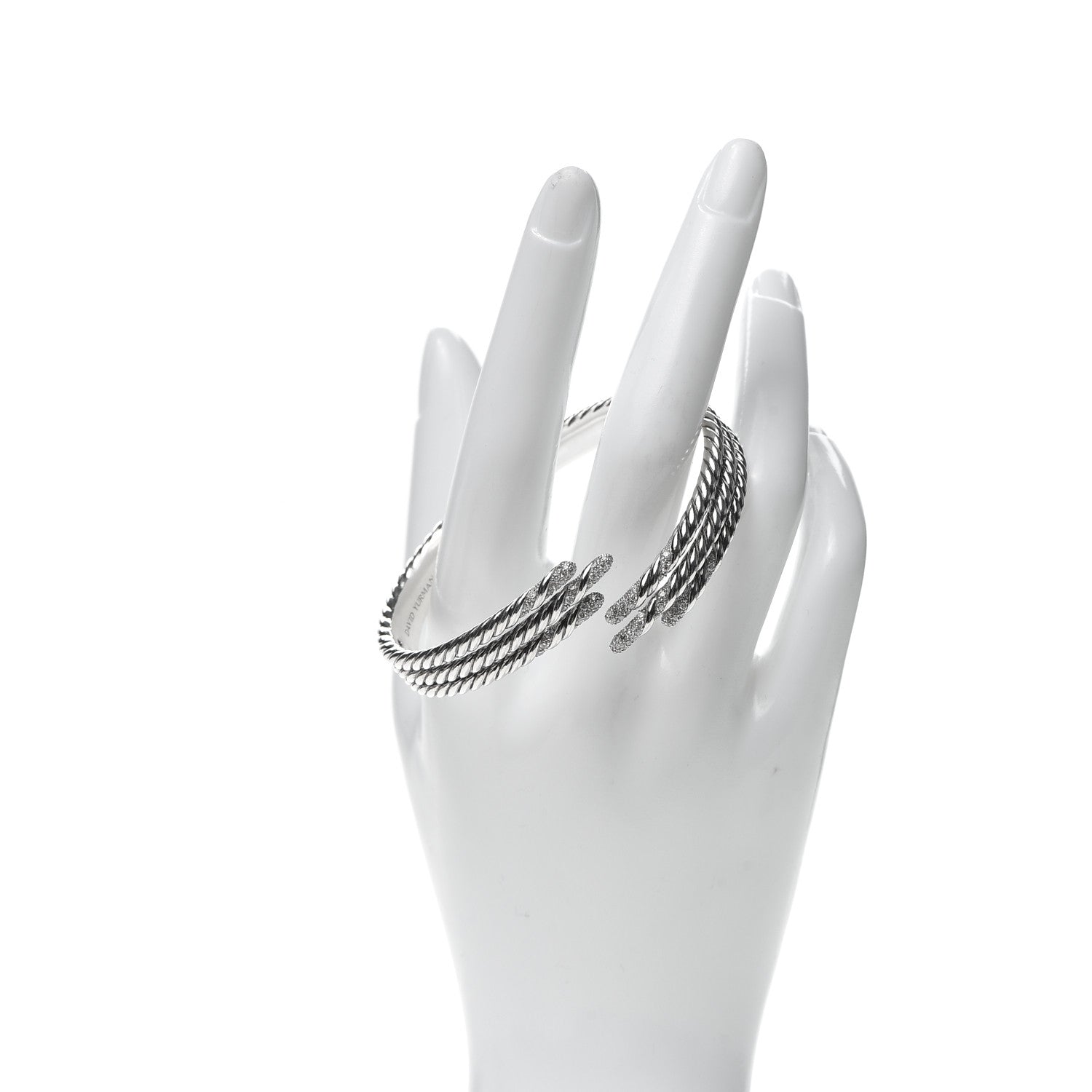 David Yurman Sterling Silver Diamond 3-Row Open Willow Bracelet 2 of 5