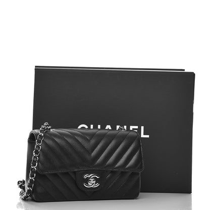 Chanel Caviar Chevron Quilted Mini Rectangular Flap Black 8 of 8