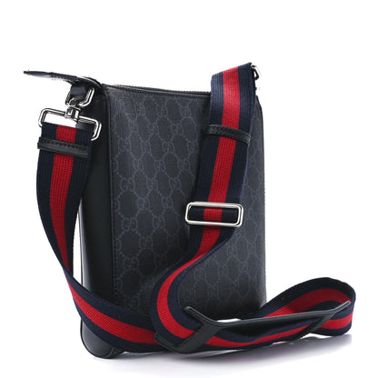 Gucci GG Supreme Monogram Web Small Flat Messenger Bag Black Grey 3 of 11