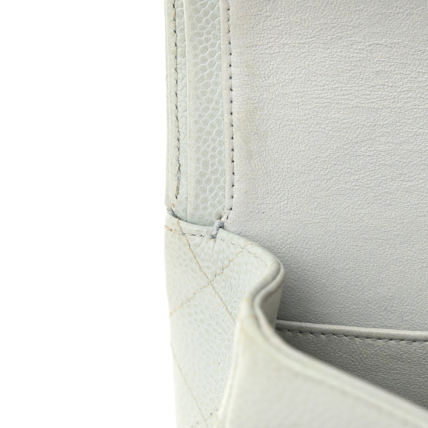 Caviar Quilted Medium Double Flap Light Blue