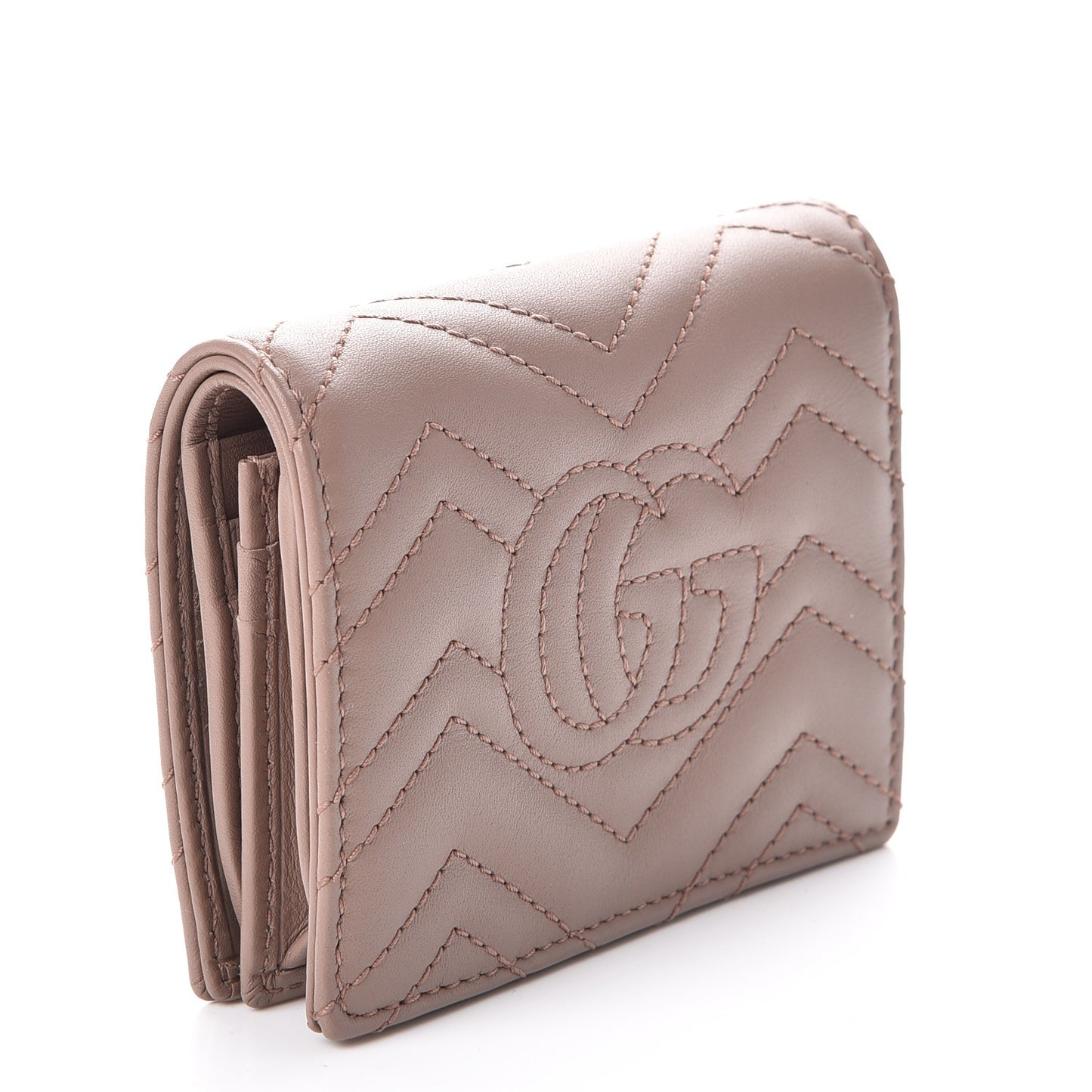 Calfskin Matelasse GG Marmont Card Case Porcelain Rose