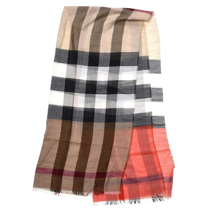 Burberry Cotton Silk Wool Half Mega Check Scarf Honey 3 of 4