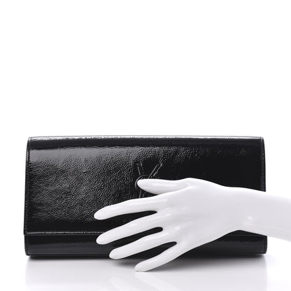 Saint Laurent Textured Patent Classic Monogram Clutch Black 2 of 9