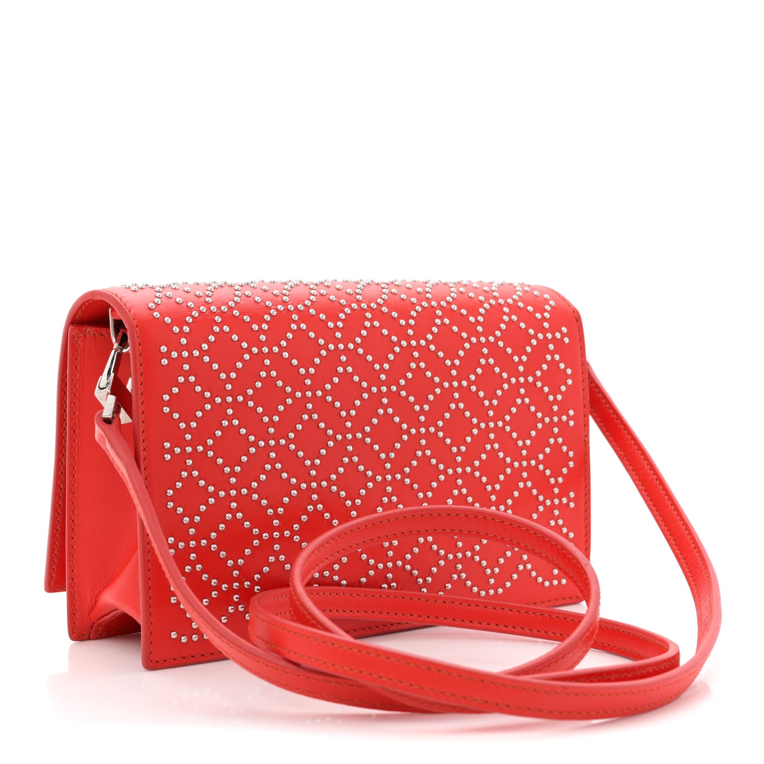 Alaia Calfskin Arabesque Studded Franca Crossbody Piment 4 of 11