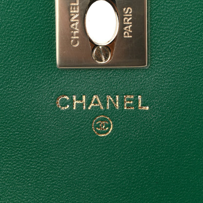 Chanel Lambskin Crystal Diamante Clutch With Chain Green 6 of 11