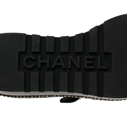 Chanel Shiny Calfskin Lace Up Platform Loafers 39 Black 9 of 9