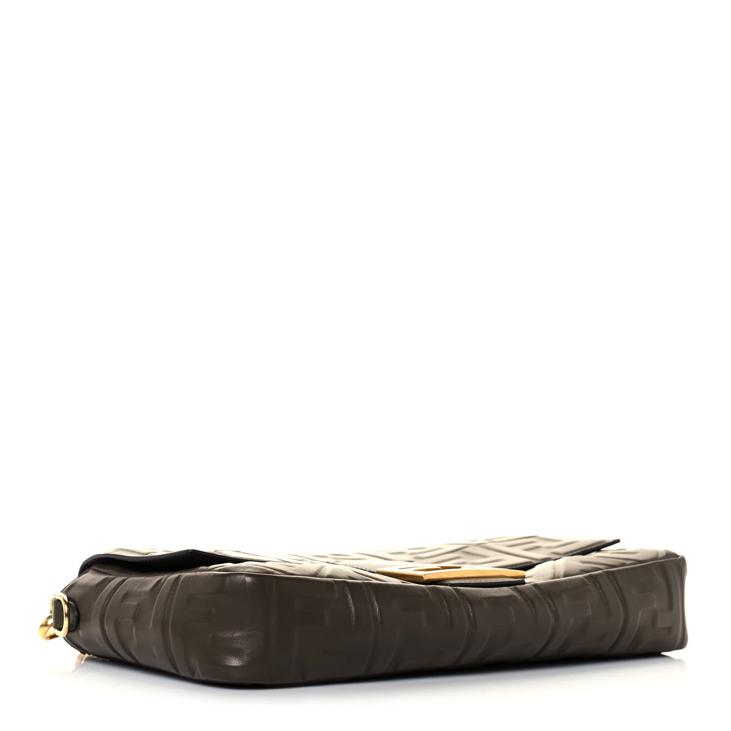 Fendi Nappa FF 1974 Embossed Large Baguette Wood 4 of 13