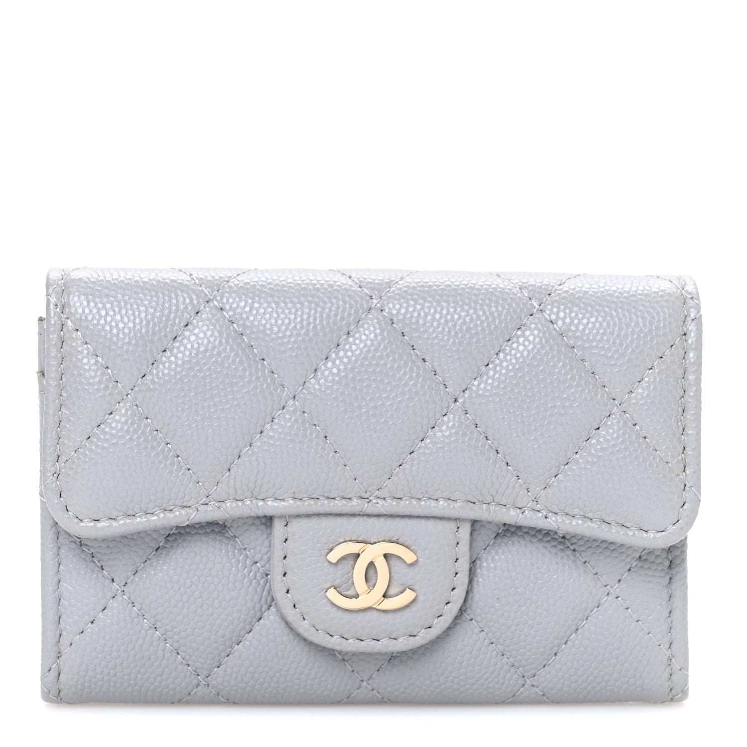Chanel Caviar Quilted Flap Card Holder Wallet Grey 1 of 8
