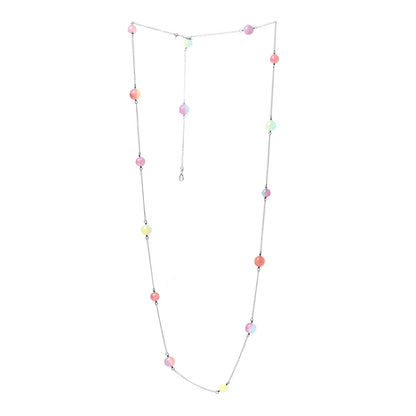 Chanel Pearl Beaded CC Logo Long Necklace Silver Multicolor 4 of 6