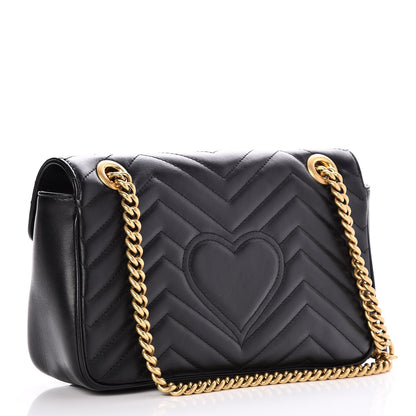 Gucci Calfskin Matelasse Small GG Marmont Shoulder Bag Black 3 of 7