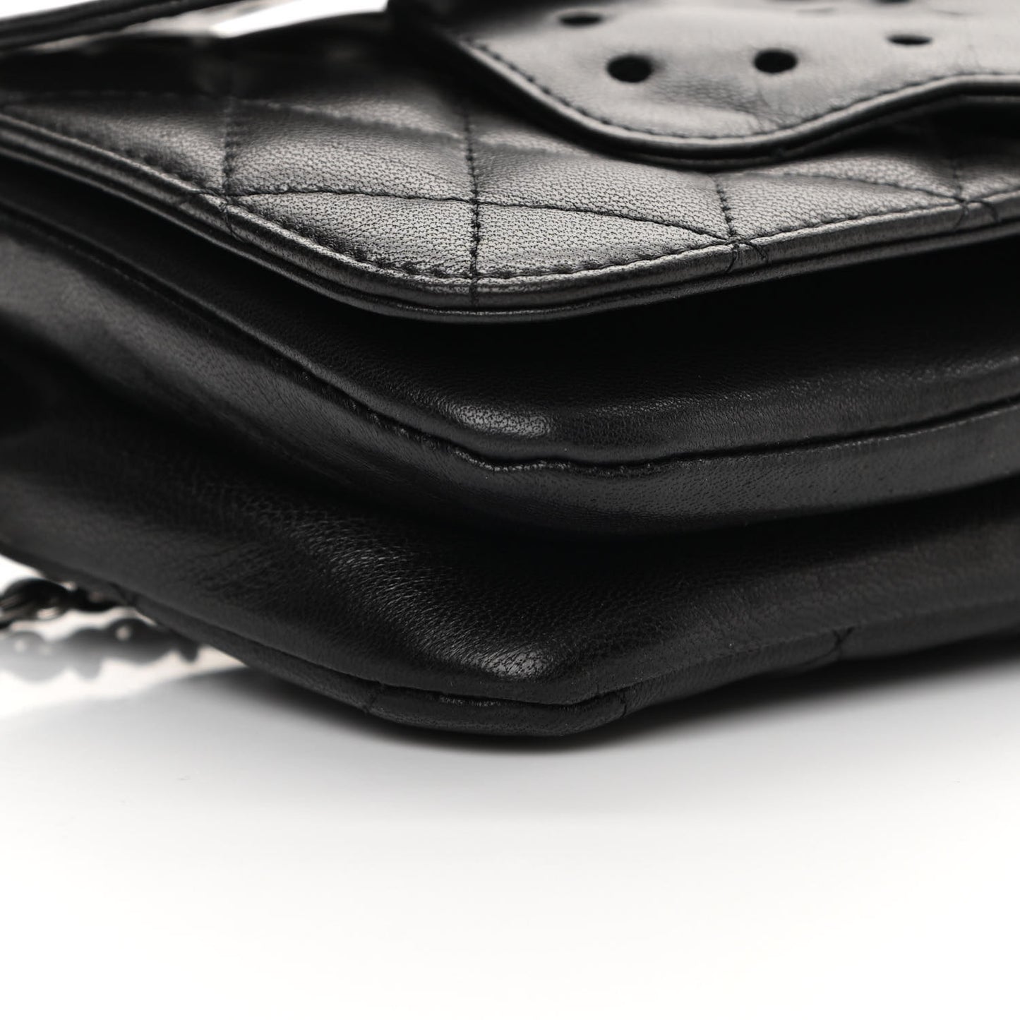 Lambskin Quilted Butterfly Clutch With Chain Black