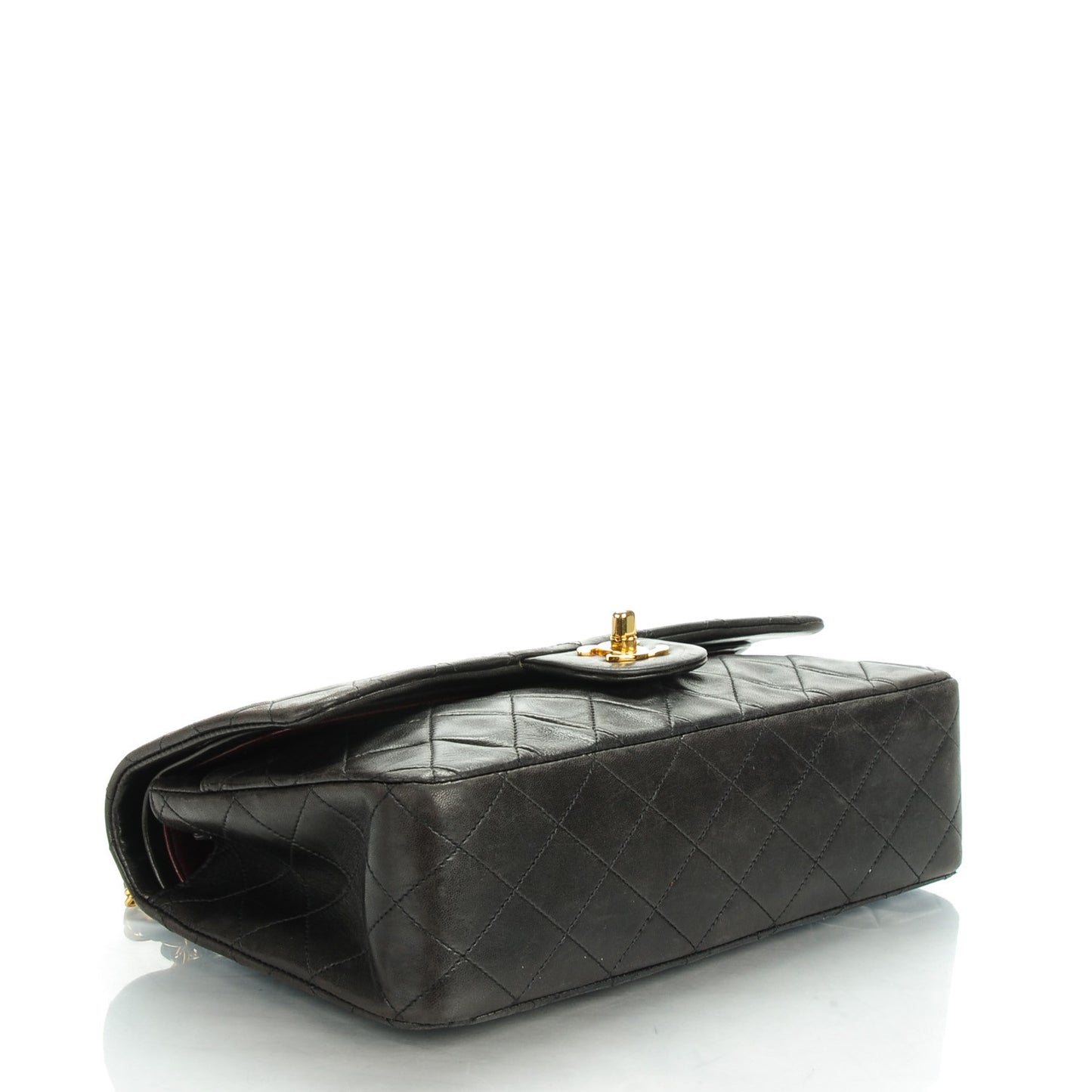 Lambskin Quilted Medium Double Flap Black