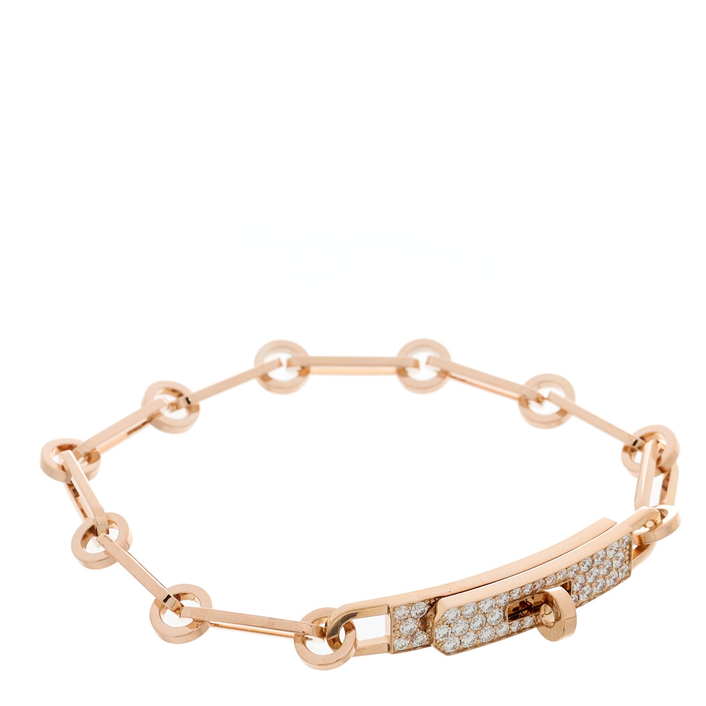 18K Rose Gold Diamond Pave PM Kelly Chaine Bracelet ST