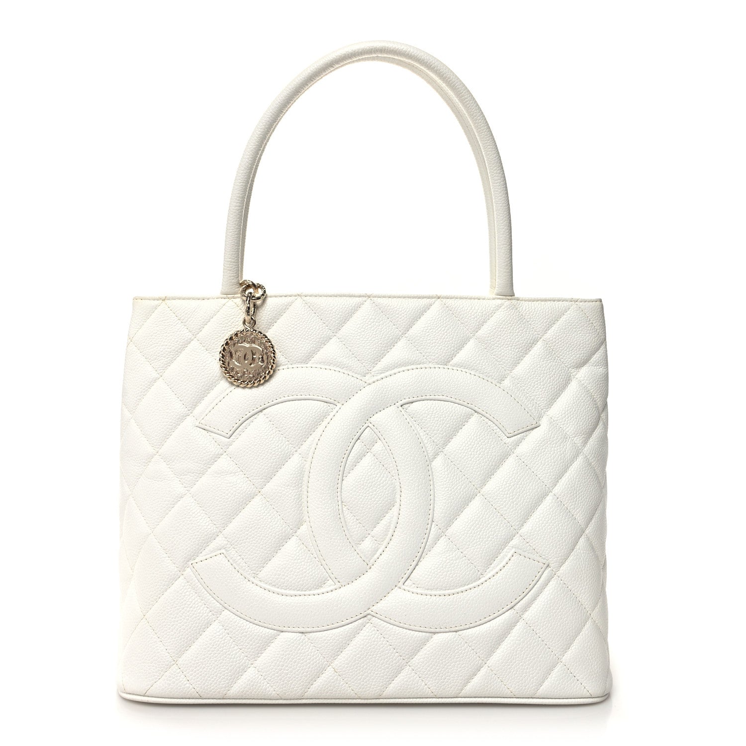 Chanel Caviar Quilted Medallion Tote White 1 of 11