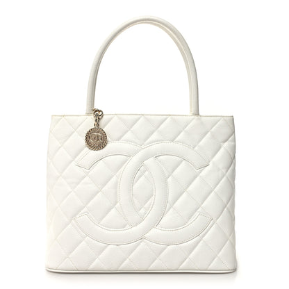Chanel Caviar Quilted Medallion Tote White 1 of 11