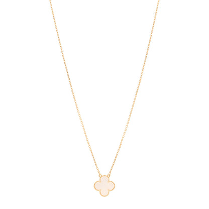 Van Cleef & Arpels 18K Yellow Gold Mother of Pearl Vintage Alhambra Pendant Necklace 1 of 5