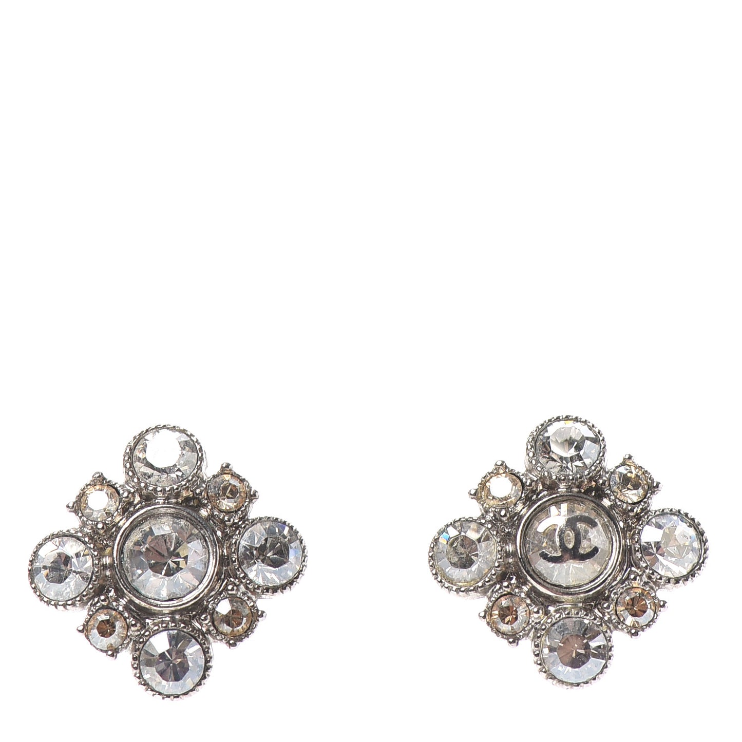 Crystal CC Earrings Silver