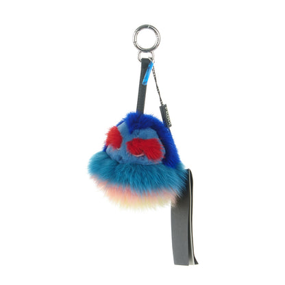 Fendi Mink Fox Fur Kid Monster Bag Bug Charm Blue Multicolor 1 of 4