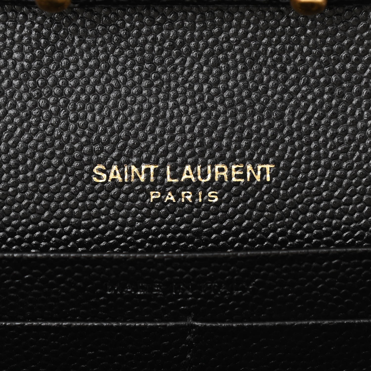 Saint Laurent Grain De Poudre Mixed Matelasse Triquilt Monogram Chain Wallet Black 6 of 13