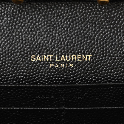 Saint Laurent Grain De Poudre Mixed Matelasse Triquilt Monogram Chain Wallet Black 6 of 13