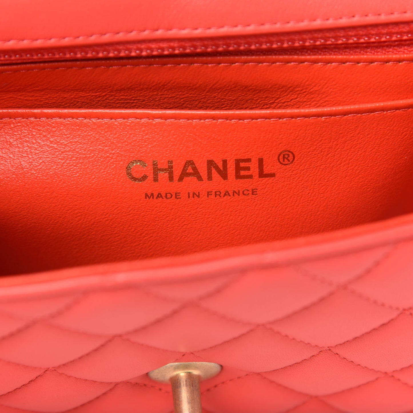 Lambskin Quilted Mini Rectangular Flap Coral
