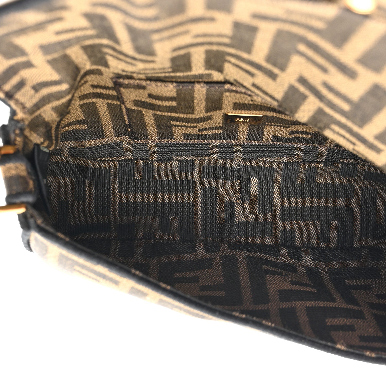 Fendi Fabric Jacquard FF 1974 Mini Baguette Tobacco Moro Black 5 of 10