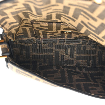 Fendi Fabric Jacquard FF 1974 Mini Baguette Tobacco Moro Black 5 of 10
