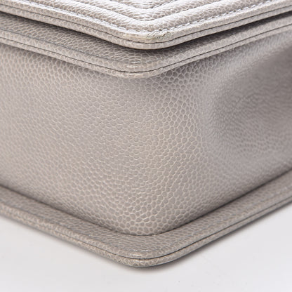 Chanel Caviar Quilted Medium Boy Flap Light Grey 9 of 10