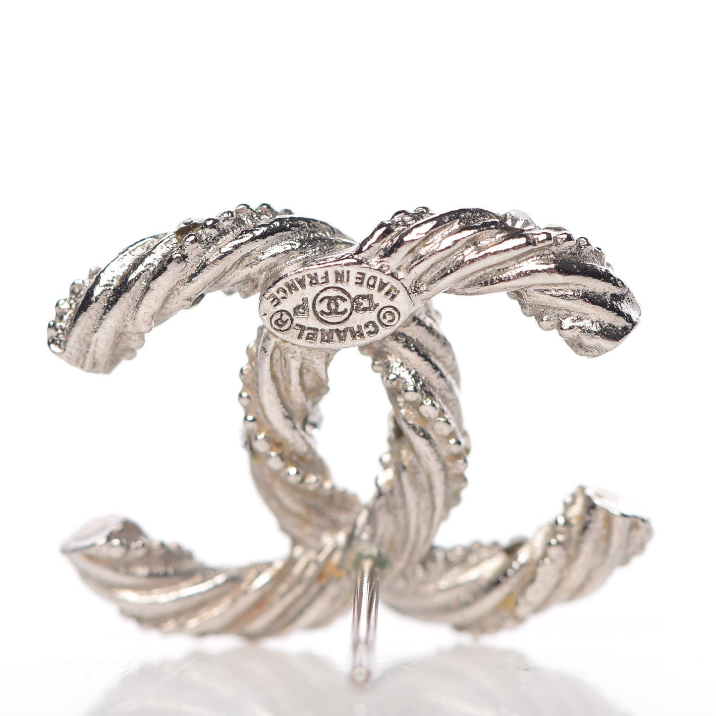 Crystal CC Twisted Earrings Silver